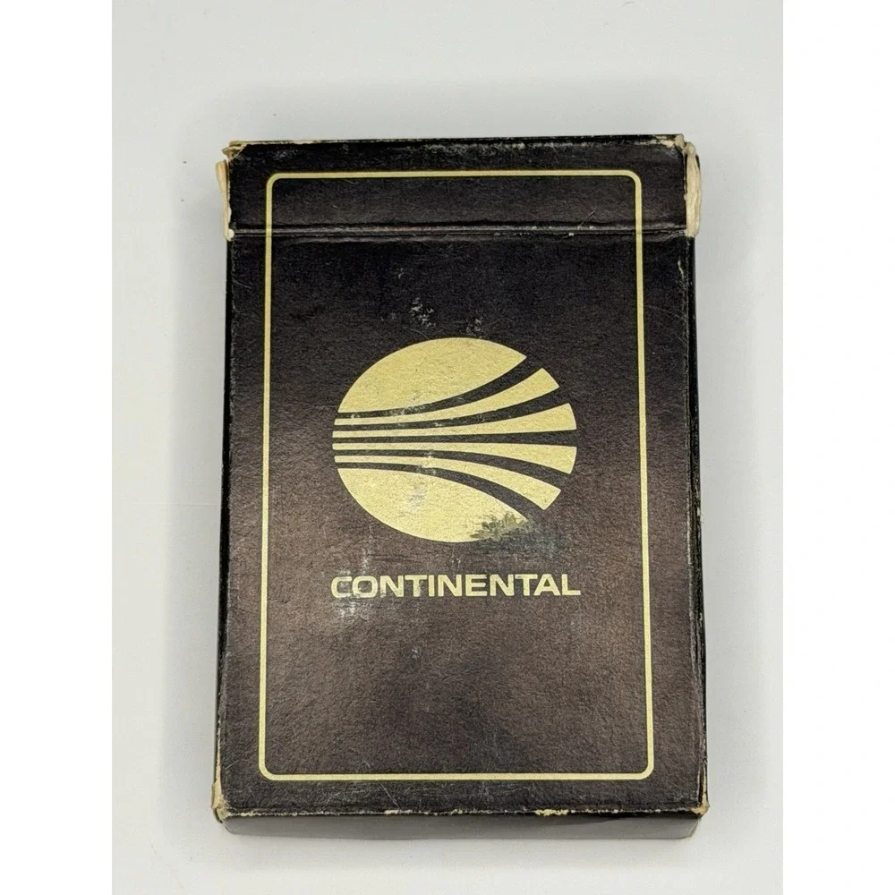 Continental Airlines Vintage  Playing Cards Deck Black Gold Logo